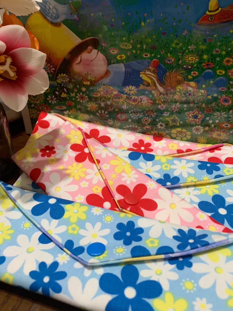 文青風環保筷袋 ~ 花中精靈 抒壓藍 收納 手作餐具袋