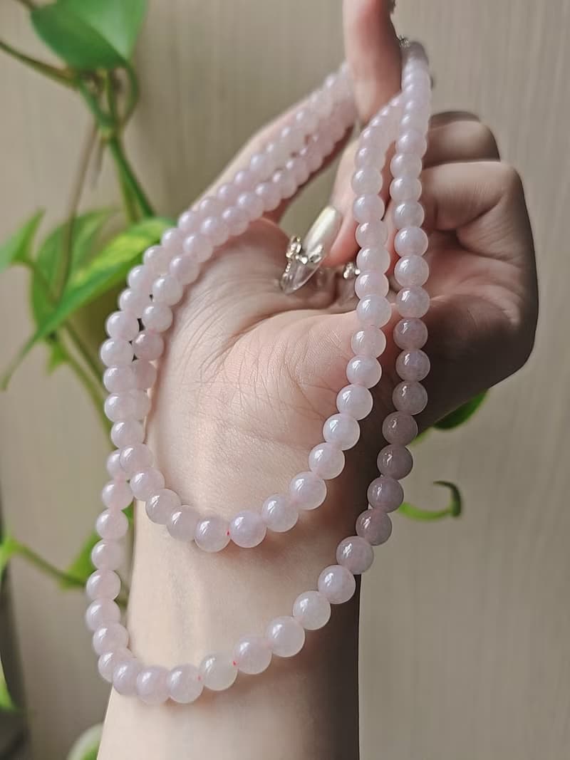 桃花•貴人•招財|小香風冰粉紫翡珠串|緬甸A貨翡翠珠鏈項鍊長串