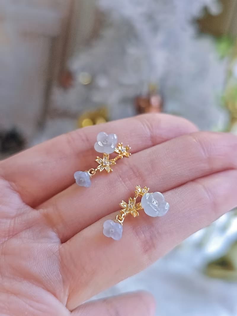 招財•貴人•淨化|桂花園|緬甸A貨翡翠純銀設計款耳環