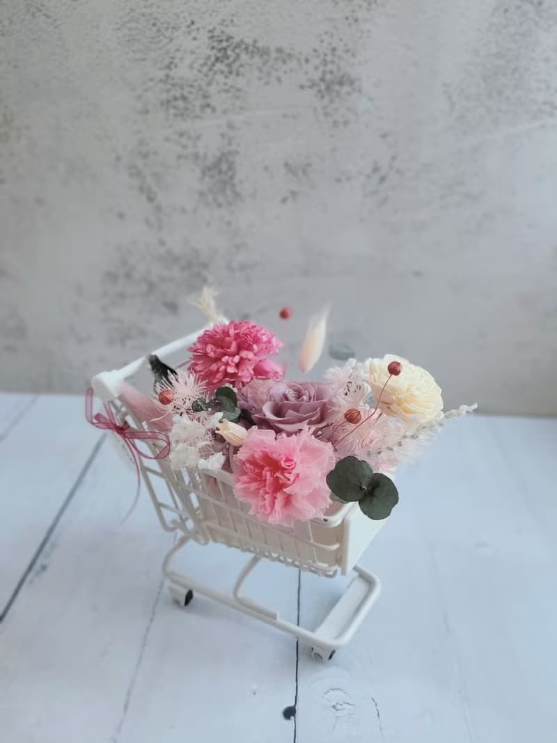 【體驗】【一人成班】花藝手作課程-時尚購物花車 永生花體驗課程
