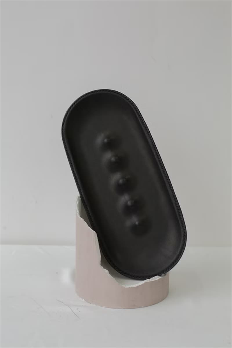 黑/灰/粉  Spine 手工真皮脊椎裝飾盤 義大利植鞣牛皮