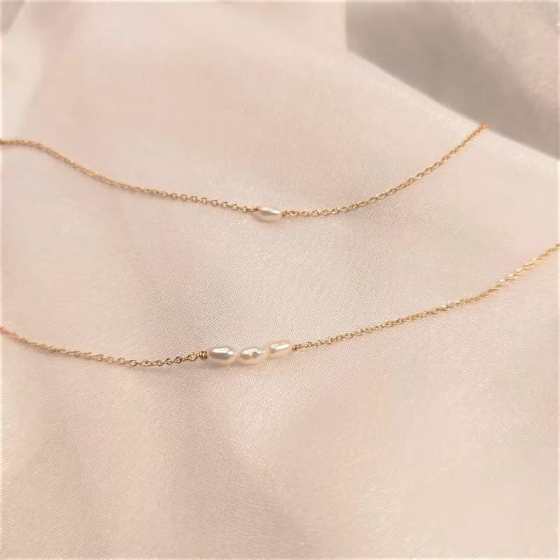 │輕珠寶│米型小珍珠 • 極簡手鍊 • 美國14k注金