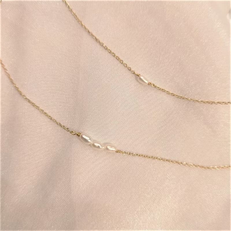 │輕珠寶│米型小珍珠 • 極簡手鍊 • 美國14k注金