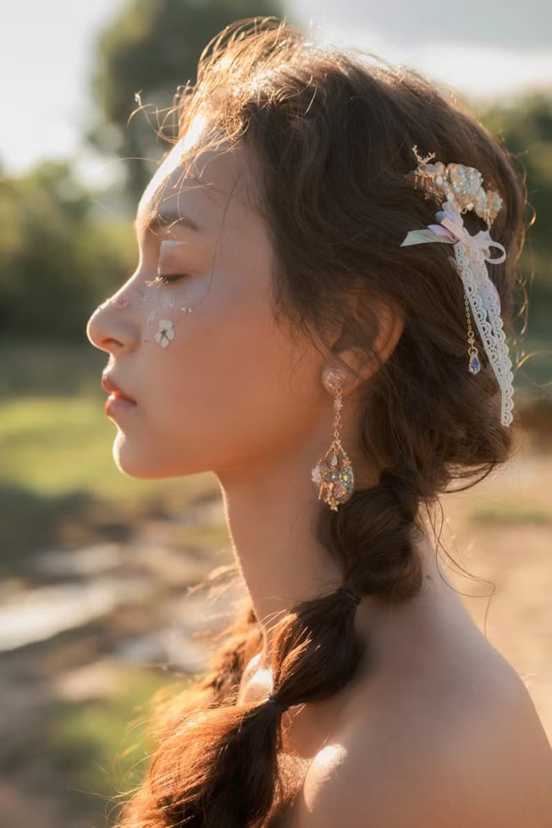 旋鹿乾燥花玫瑰金兩用髮夾(連蝴蝶結925玫瑰金可拆式吊墜)