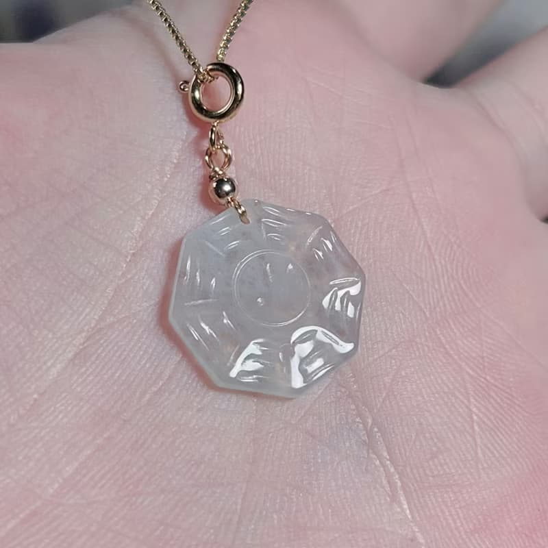 【擋煞‧避邪】冰種翡翠八卦項鍊 | 天然緬甸玉A貨翡翠 | 送禮