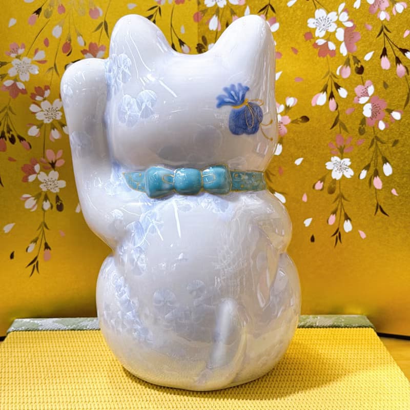 【晶藤千万】日本清水燒招財貓 | 花結晶 藤 - 千万両 特大 左