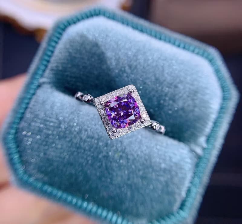 Purple Moissanite Ring, Gorgeous Moissanite Ring, Unique Moissanite Ring