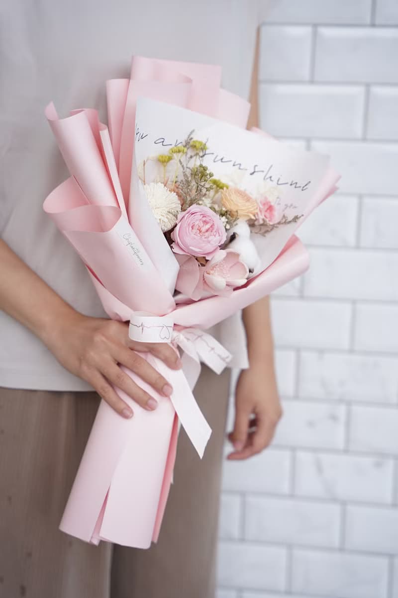 【竒花】粉色佳人永生花束 畢業 生日禮物 永生乾燥花 告白求婚