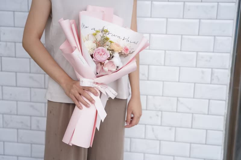 【竒花】粉色佳人永生花束 畢業 生日禮物 永生乾燥花 告白求婚