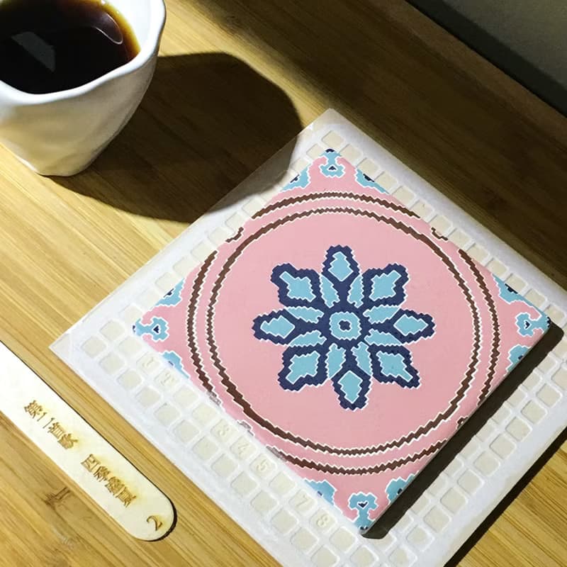 02四季盛夏 花磚吸水杯墊 (台灣花籤#02)