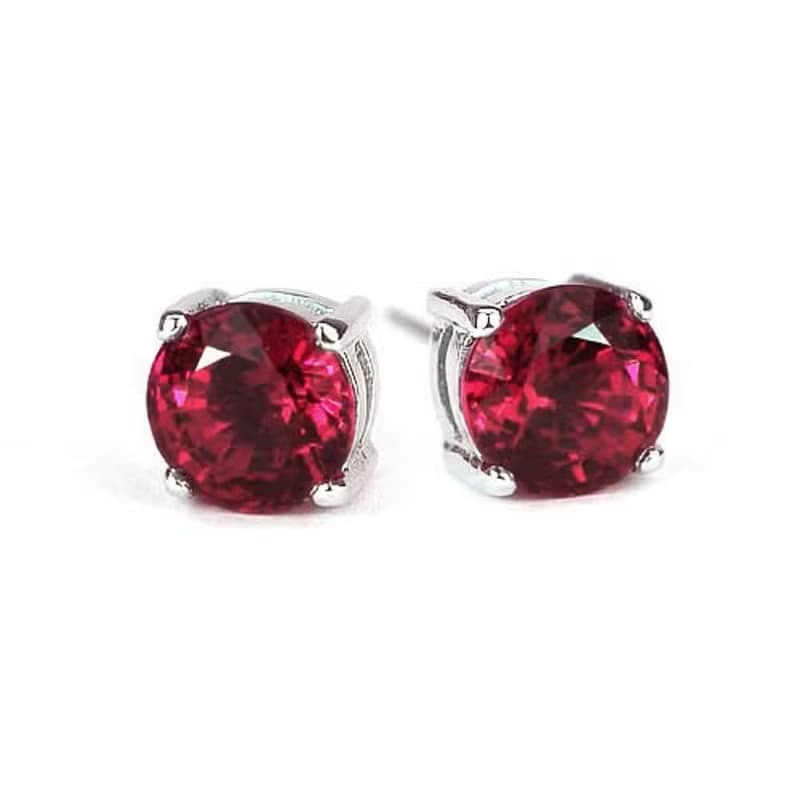 Red natural ruby earring silver sterling 925