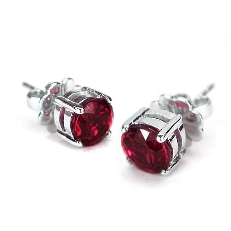 Red natural ruby earring silver sterling 925