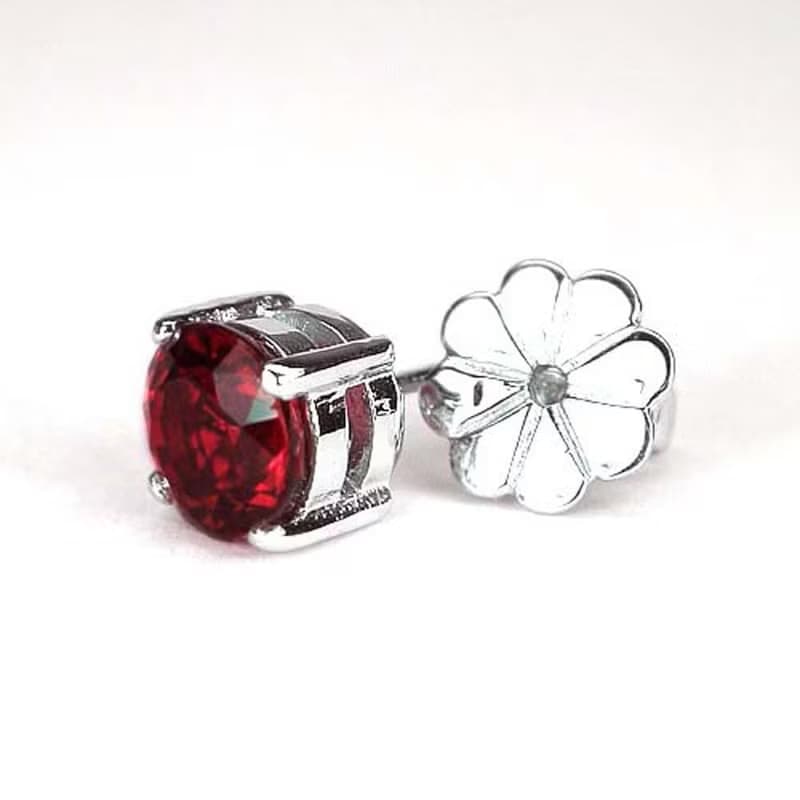 Red natural ruby earring silver sterling 925