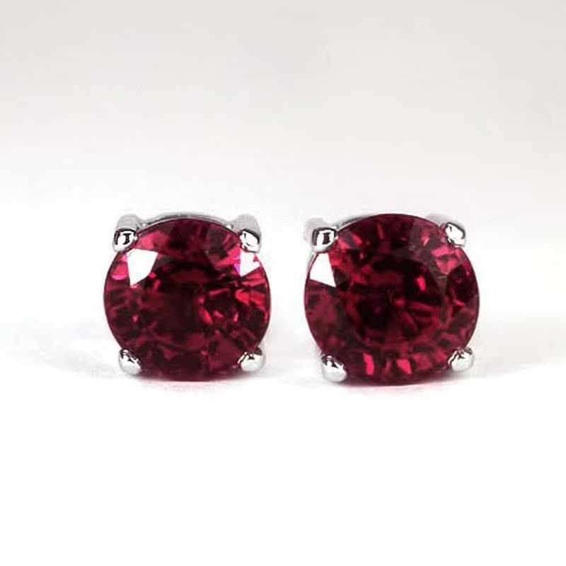 Red natural ruby earring silver sterling 925