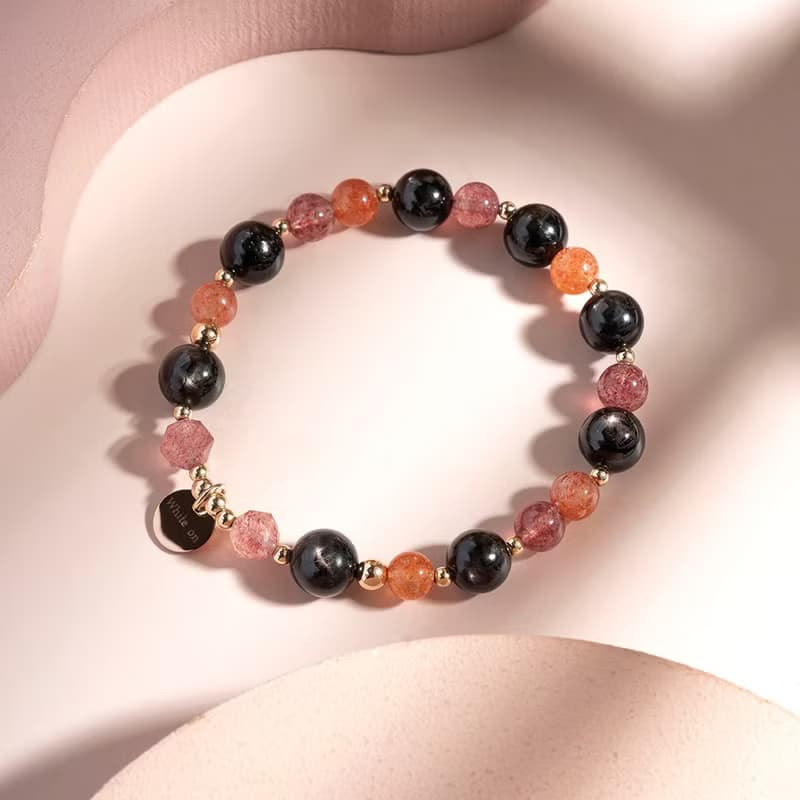 金運石草莓晶金太陽石14K包金水晶手鍊 禮物