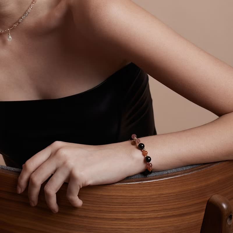 金運石草莓晶金太陽石14K包金水晶手鍊 禮物