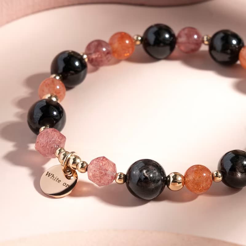 金運石草莓晶金太陽石14K包金水晶手鍊 禮物