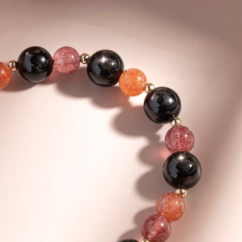 金運石草莓晶金太陽石14K包金水晶手鍊 禮物