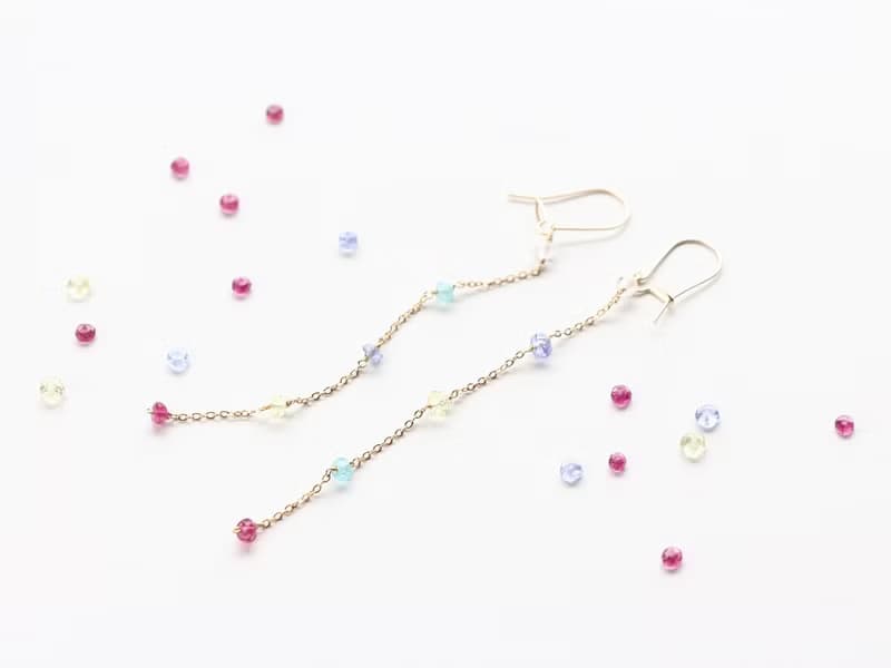 14kgf- multicolored garden pierced earrings(can change to clip-on)
