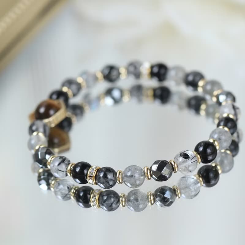 黑曜石 黑髮晶 拉長石 虎眼石 健康招財 避邪防小人 水晶手鍊