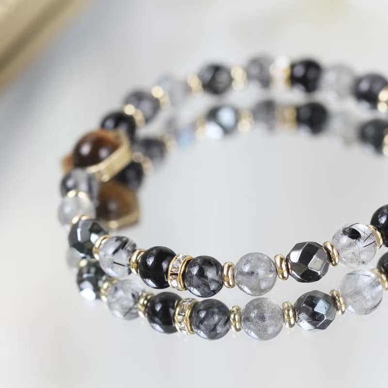 黑曜石 黑髮晶 拉長石 虎眼石 健康招財 避邪防小人 水晶手鍊