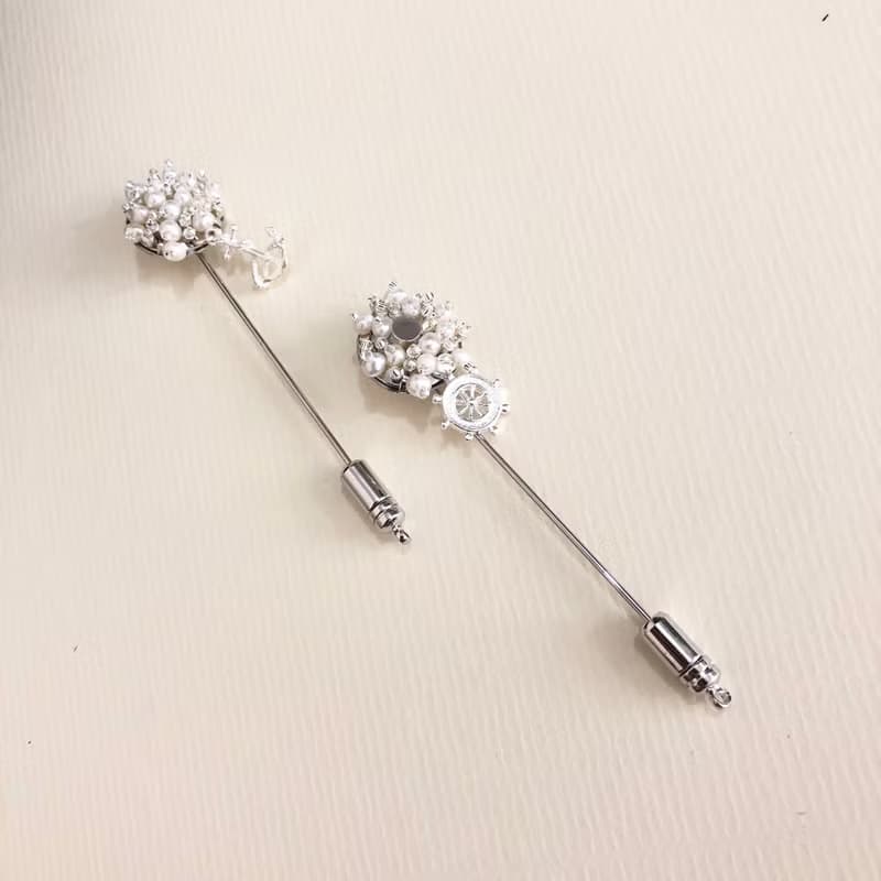 和風珍珠胸針 純銀 船陀 船錨 你想說些什麼 小禮物 情人節禮物