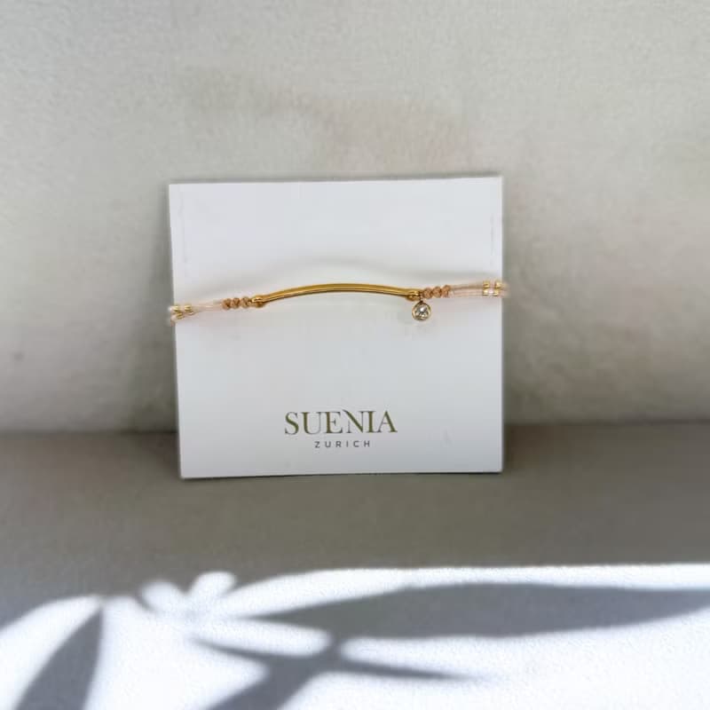 流星軌跡 編織手環(珍珠白)_水晶手鍊 黃銅鍍金飾品 手工製作