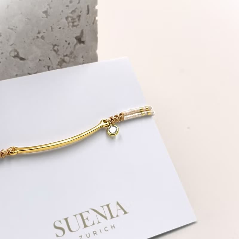 流星軌跡 編織手環(珍珠白)_水晶手鍊 黃銅鍍金飾品 手工製作