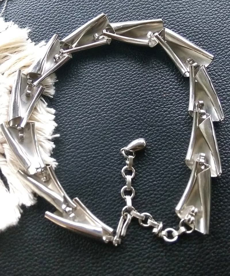 vintage jewelry 現代風銀色區塊項鍊