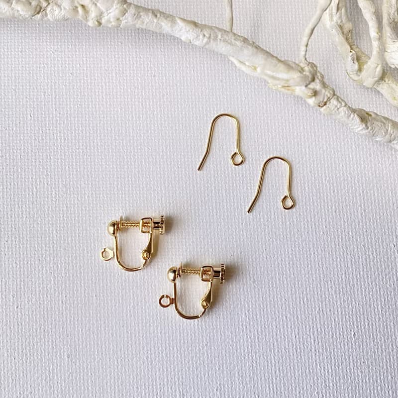 ボタニカル ピアス・イヤリング 【ブルー×ピンク】