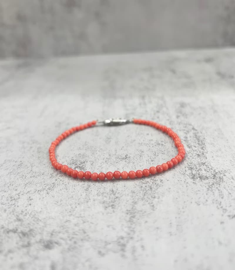 天然珊瑚手鏈 沙丁圓珠2.5 ~ 3mm 串珠手鍊