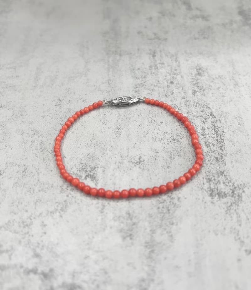 天然珊瑚手鏈 沙丁圓珠2.5 ~ 3mm 串珠手鍊