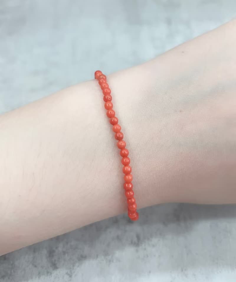 天然珊瑚手鏈 沙丁圓珠2.5 ~ 3mm 串珠手鍊