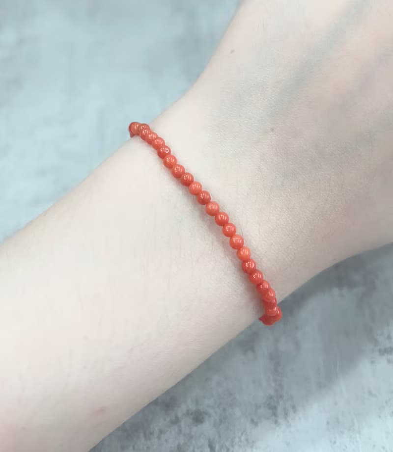 天然珊瑚手鏈 沙丁圓珠2.5 ~ 3mm 串珠手鍊