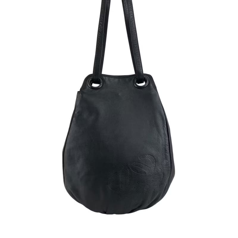 【 日本直送　名牌中古包 】LOEWE ロエベ トートバッグ ブラック アナグラム ナッパレザー vintage ヴィンテージ オールド tz5sub