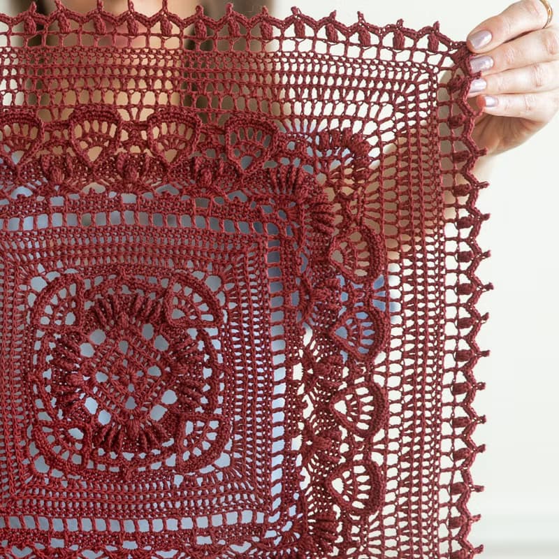 Burgundy tableware Lace placemat for dining decor Natural cotton table coaster