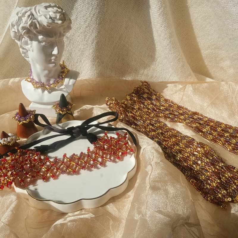 琥珀珠子鏤空袖套