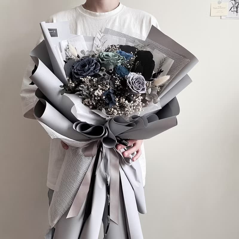 胭脂紅粉大花束 浪漫燈串 情人節 永生花畢業花束 生日禮物 擴香