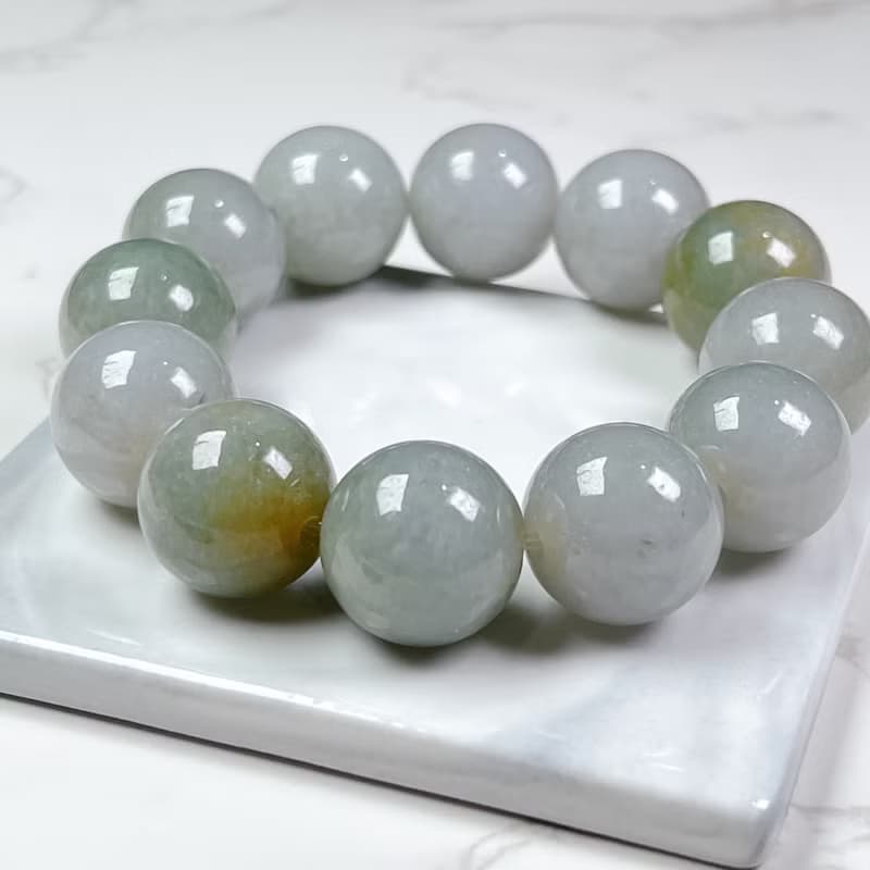 多彩翡翠大手珠手串 | 天然緬甸玉A貨翡翠 |  送禮