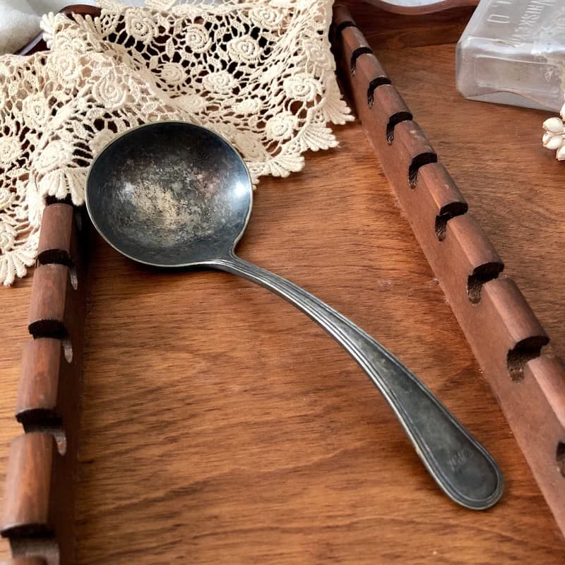 古董收藏品 英國E&Co. 1928年製造 Elkinton Plate 鍍銀醬料勺