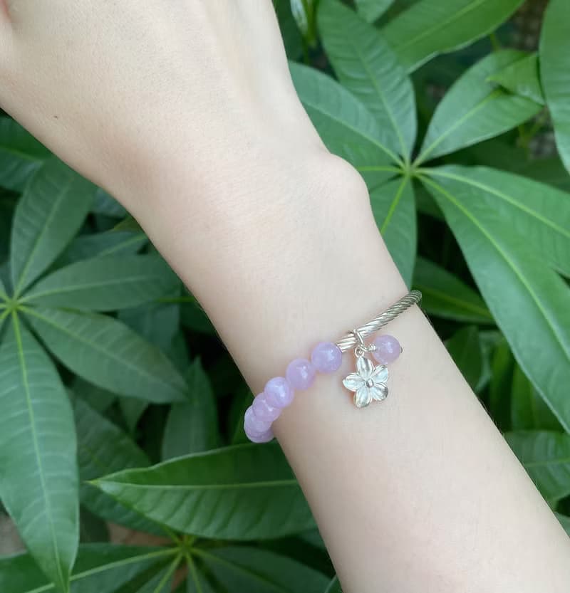 銀河律動系列 | 草莓晶 / 天河石  / 紫鋰輝 / 硨磲 純銀手鍊