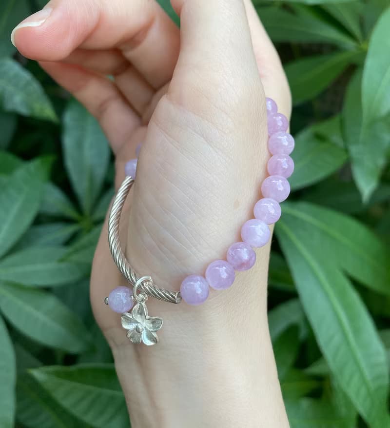 銀河律動系列 | 草莓晶 / 天河石  / 紫鋰輝 / 硨磲 純銀手鍊