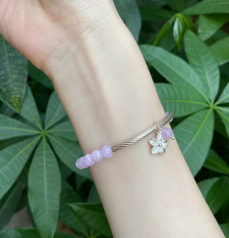 銀河律動系列 | 草莓晶 / 天河石  / 紫鋰輝 / 硨磲 純銀手鍊