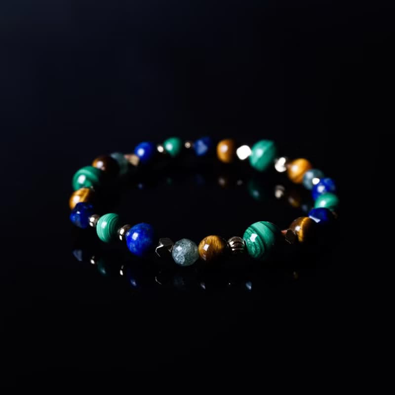 印加帝國 // 孔雀石青金石虎眼石綠磷灰石 手鍊 // 療癒 自信招財