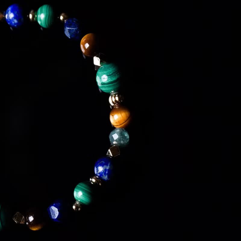 印加帝國 // 孔雀石青金石虎眼石綠磷灰石 手鍊 // 療癒 自信招財