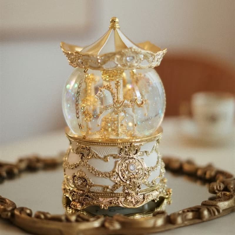 華麗金旋轉木馬(燈光) 水晶球音樂盒 情人節 生日禮物 居家擺飾
