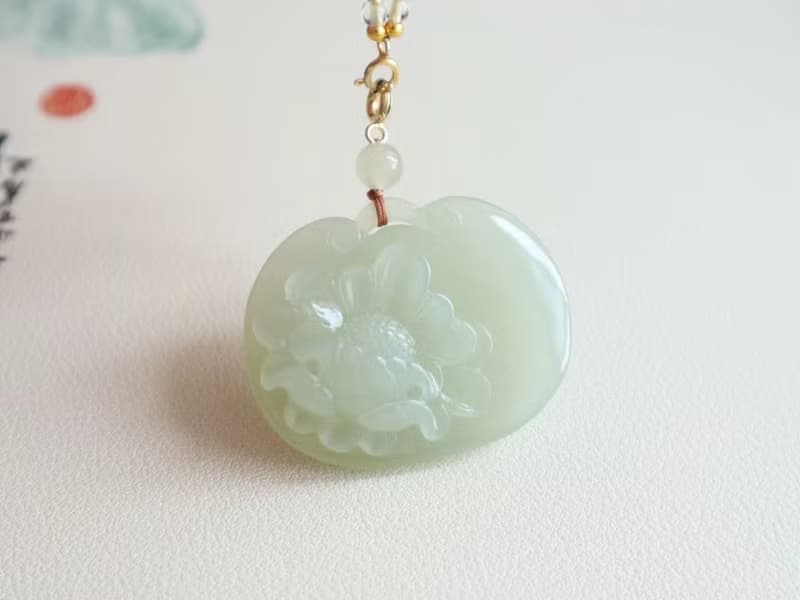 天然晴水和田玉雕花如意鎖吊墜項鏈 冰底晴水料 料子細潤結構細膩