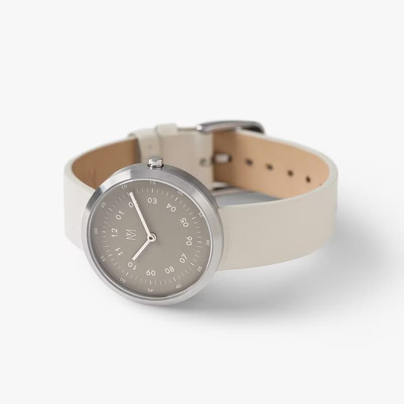 Smoke Green 34mm 米白意大利皮帶 瑞士機芯 藍寶石防花玻璃