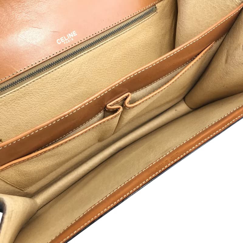 【 日本直送　名牌中古包 】CELINE セリーヌ マカダム ショルダーバッグ ブラウン モチーフ PVC レザー フラップ vintage  wagmgy