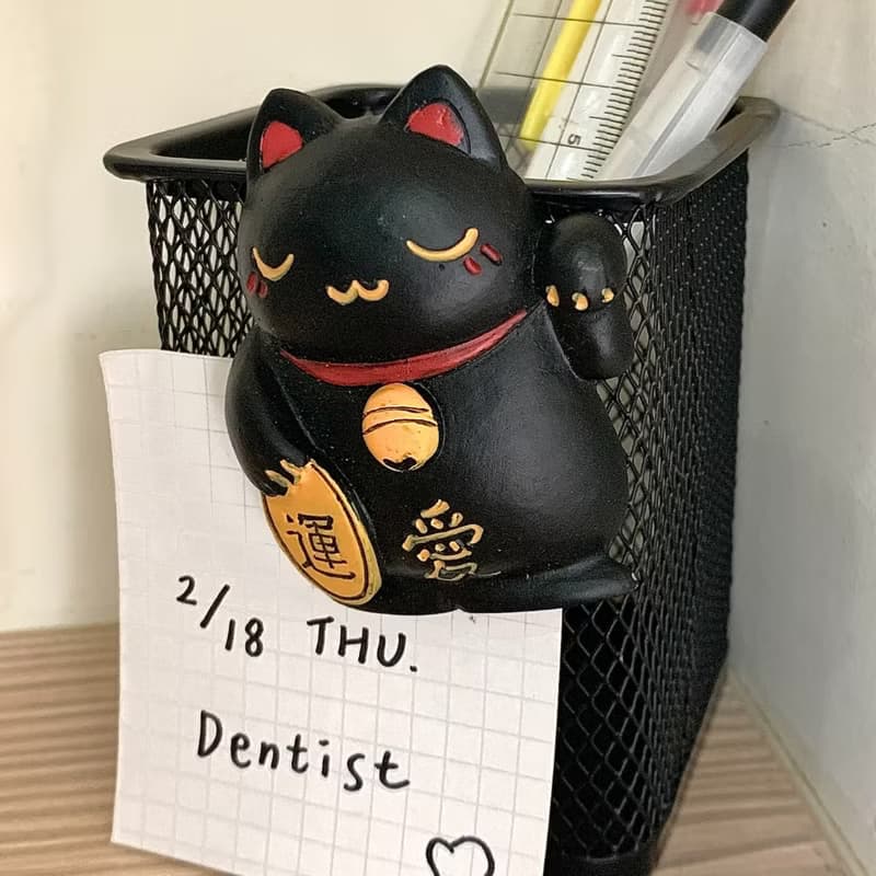 日本可愛招財貓立體冰箱貼+日本 Q版 貓咪面具電繡刺繡【2件組】